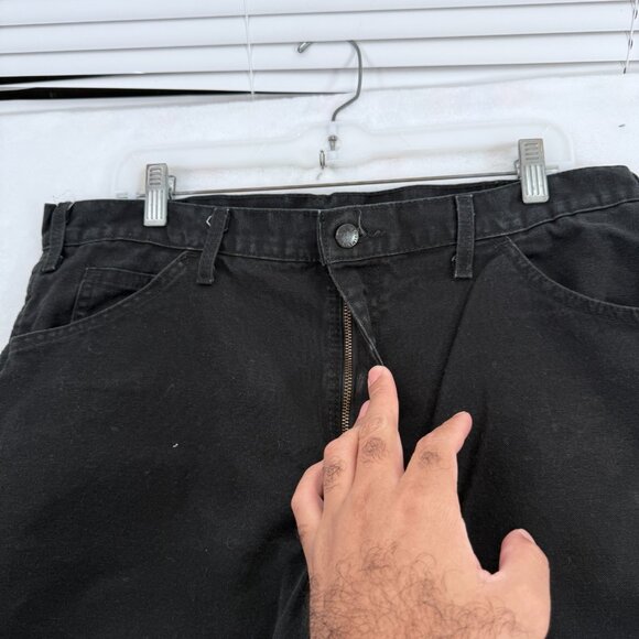 Dickies Pants Men 34x32 Black Canvas Carpenter Workwear Straight Leg - Picture 8 of 10